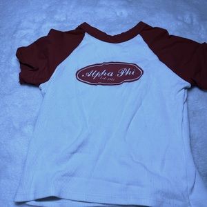 Red & White Alpha Phi Baby Tee
